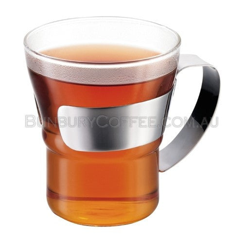 Bodum Assam set of 2 tea glass with steel handle, small, 0.3 l, 10 oz