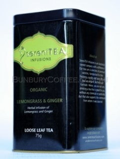 SereniTEA Organic Lemongrass and Ginger : Loose Leaf Tea (75g) in Tin