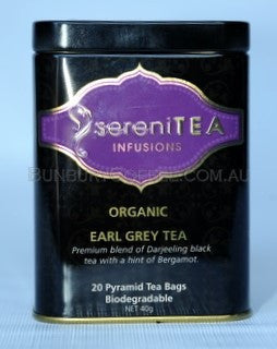 SereniTEA Organic Earl Grey : 20 BiodegradableTea bags in Tin