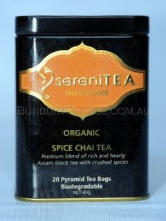 SereniTEA Organic Spice Chai : 20 BiodegradableTea bags in Tin