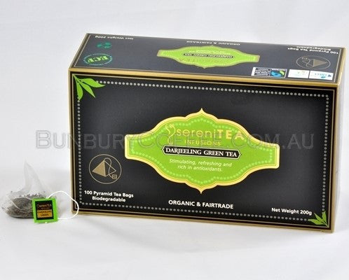 SereniTEA Organic Peppermint : 100 Biodegradable Pyramid Tea Bags in Box